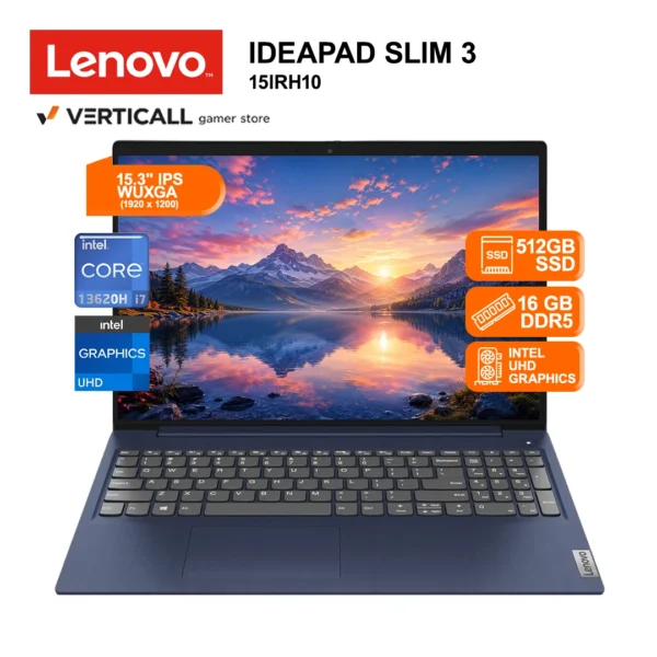 LAPTOP LENOVO IDEAPAD SLIM 3 15IRH10 INTEL CORE I7-13620H 16GB RAM 512GB SSD INTEL UHD GRAPHICS 15.3" WUXGA 60HZ FREEDOS (15IRH10)