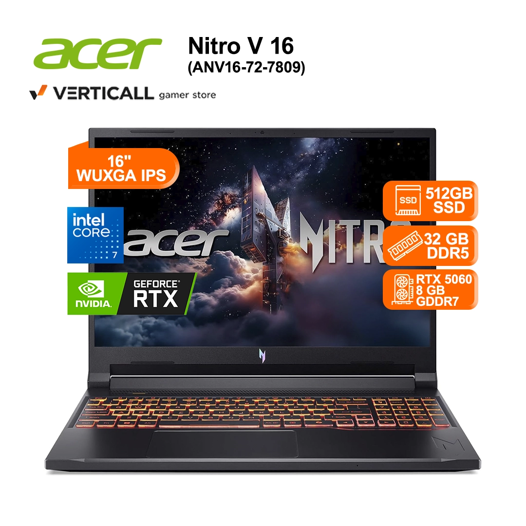 ACER NITRO V 16 ANV16-72-7809 LAPTOP GAMER ACER NITRO V 16 ANV16-72-7809 INTEL CORE 7 240H 32GB RAM 512GB SSD RTX 5060 8GB 16" WUXGA IPS 165HZ WINDOWS 11 INGLÉS CONFIGURABLE A ESPAÑOL LATINO (ANV16-72-7809) - Imagen 1