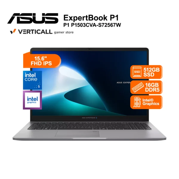 LAPTOP ASUS EXPERTBOOK P1 P1503CVA-S72567W INTEL CORE 5-210H 16GB RAM 512GB SSD INTEL GRAPHICS 15.6" FHD WINDOWS 11 HOME (P1503CVA-S72567W)
