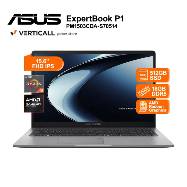 LAPTOP ASUS EXPERTBOOK P1 PM1503CDA-S70514 AMD RYZEN™ 5 150 16GB RAM 512GB SSD AMD RADEON GRAPHICS 15.6" FHD IPS (PM1503CDA-S70514) + mochila y mouse